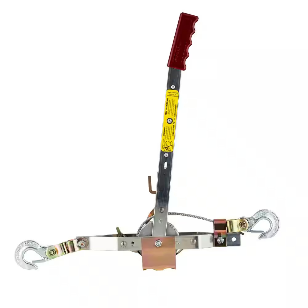 2,000 Lb. 1-Ton Capacity 12 Ft. Max Lift 15:1 Leverage Winch Puller Come along T
