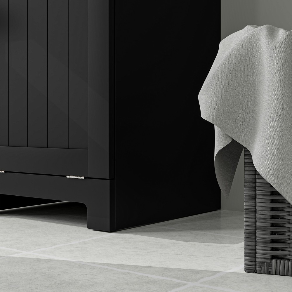 Tilt Out Laundry Hamper, Laundry Hamper Cabinet with Drawer, Black