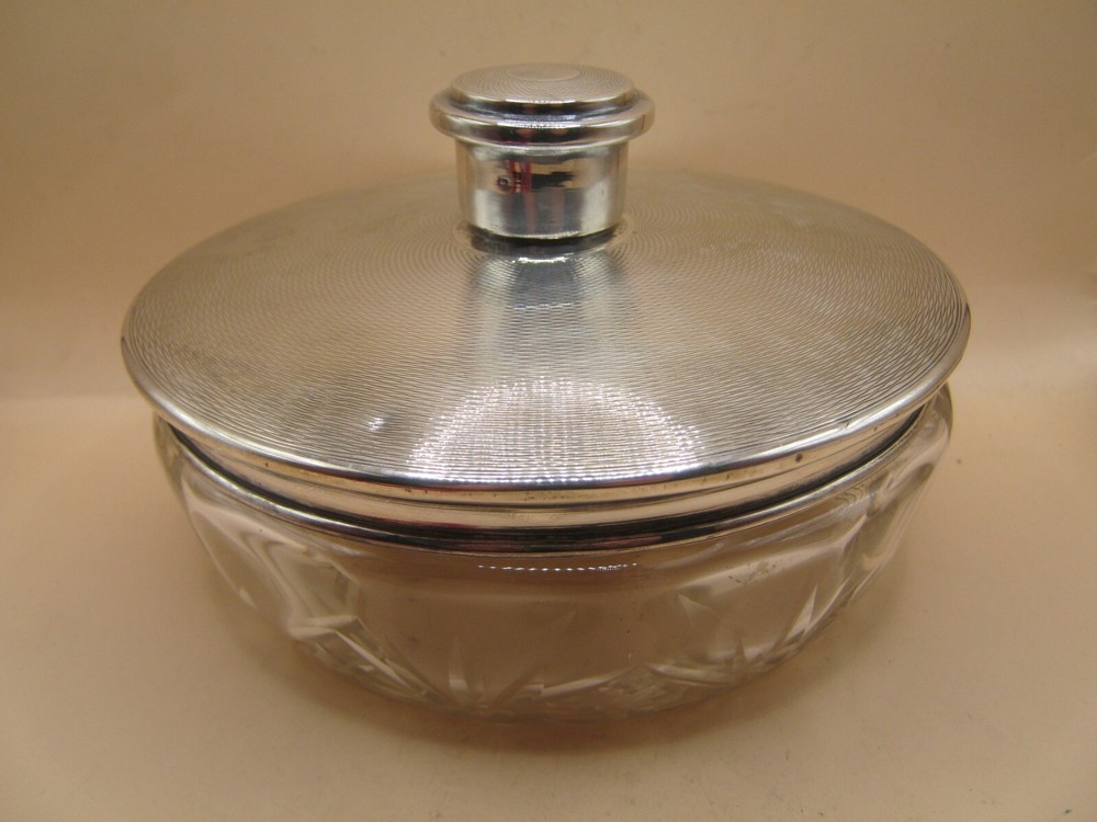 Birmingham 1921 Sterling Silver Mirrored Powder Jar - Large Example