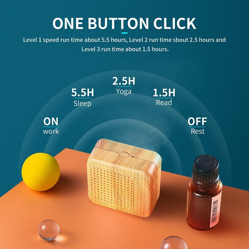 Weljoy Wood Grain Portable Diffuser for Essential Oils – Car or