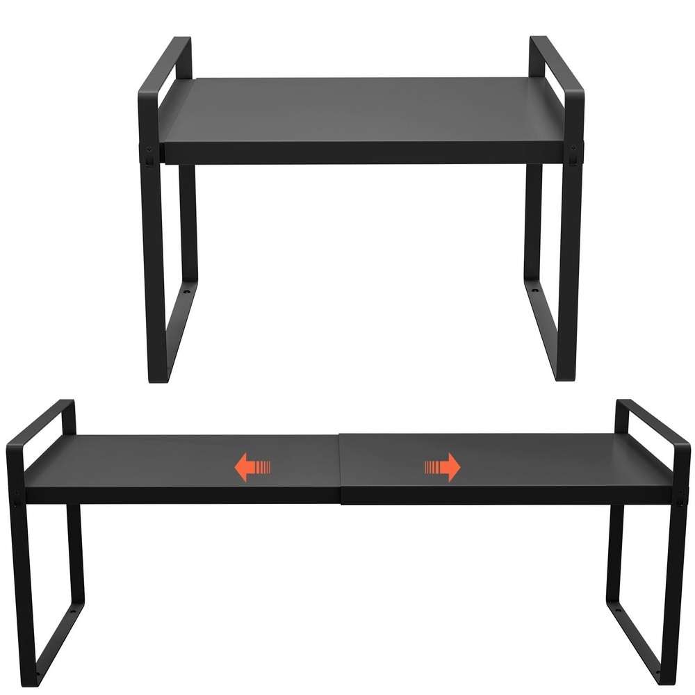 (2-Pack) 11" Cabinet Shelf Organizer Set, 14"~25" Expandable Shelves for Kitc...