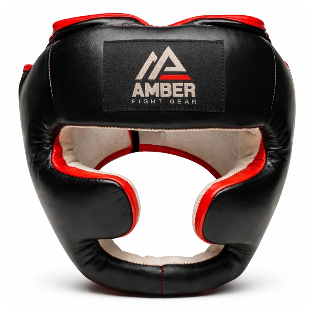 Amber Professional Leather Boxing Headgear for Training, Sparring, Kickboxing