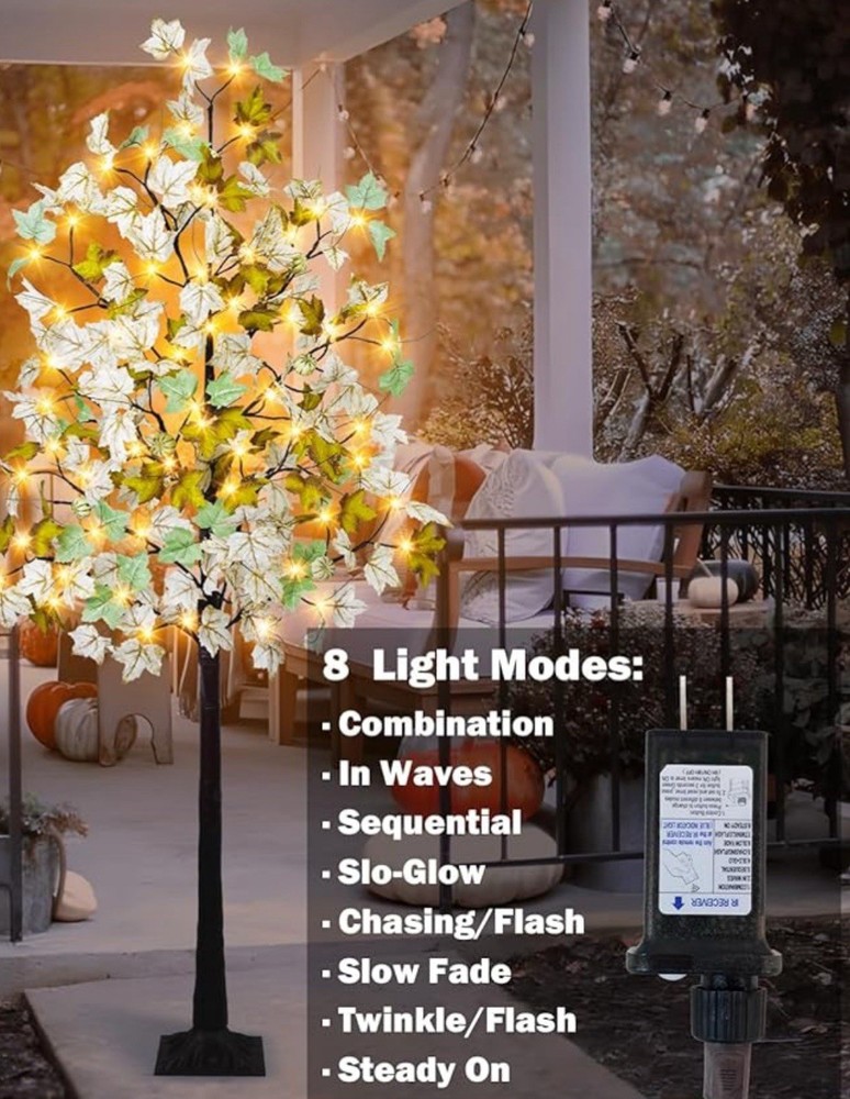 Lightshare Lighted Maple Tree 6FT 96 LED Artificial Fall Tree