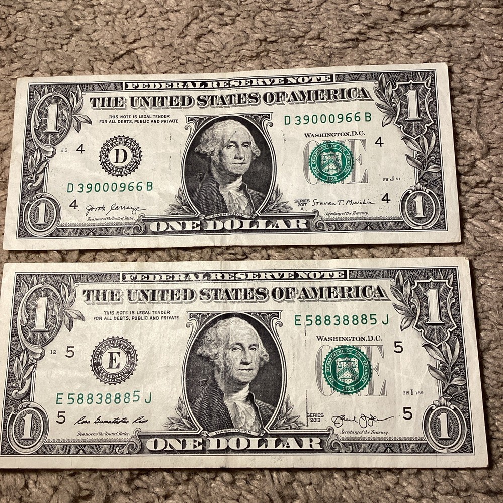 One Dollar Bill ink Error, ink from back on front