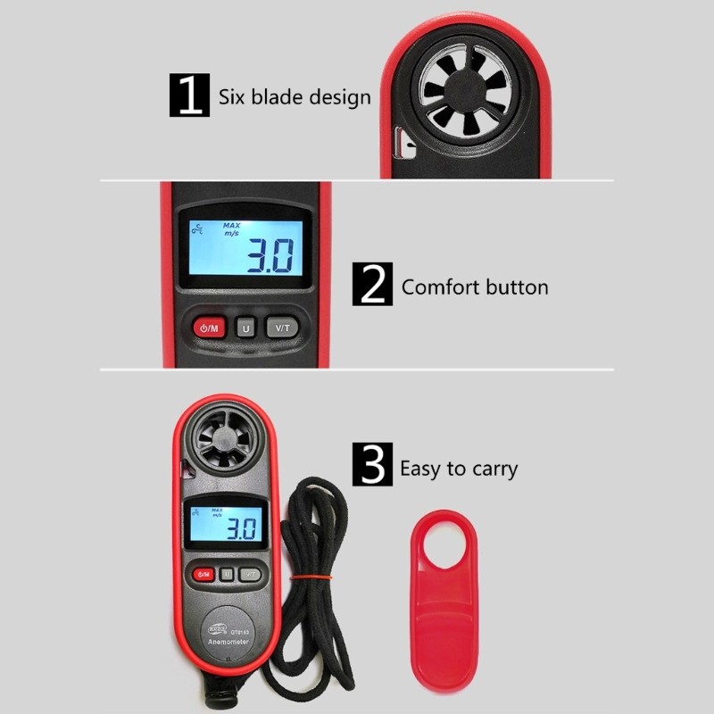 Multifunction Anemometer Wind Speed & Temperature Meter for Wind Speed