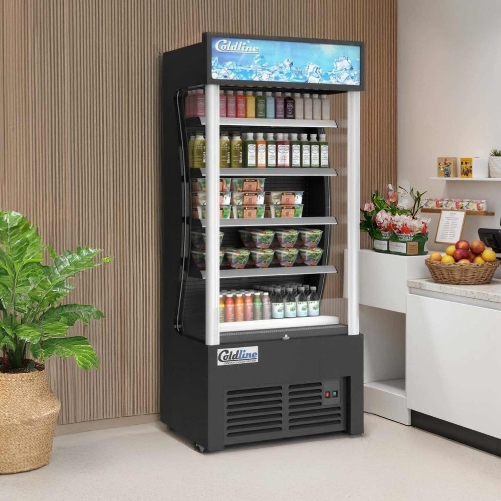 36" Black Open Air Refrigerated Display Merchandiser