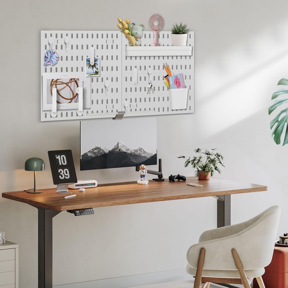 Peg Board Wall Organizer Panels, 22pcs - Includes 4 White Pegboards & Accesso...