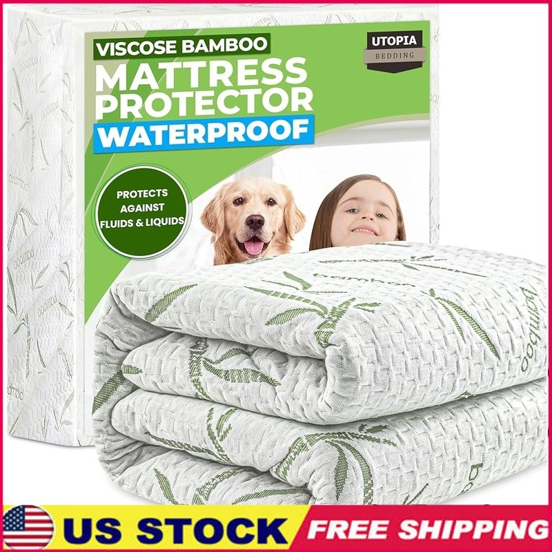 Waterproof Bamboo Viscose Mattress Protector Soft Fitted King 17in Deep New