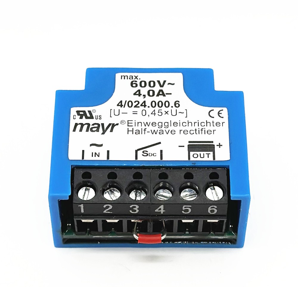 MAYR 4/024.000.6 600V 4.0A One Way Rectifier Half-wave Brake Rectifier Module-
