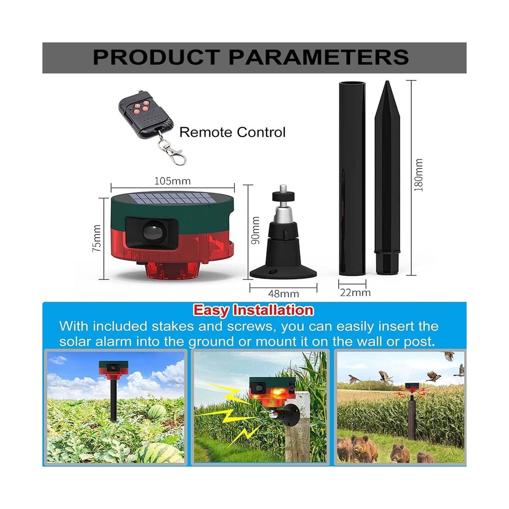 Solar Sensor Security Alarm Lights Outdoor, 360° Motion Detector LE... Fast