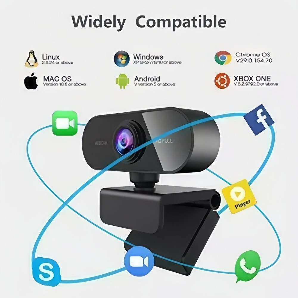 1080P Full HD USB Webcam for PC Desktop, Laptop Web Camera with Microphone