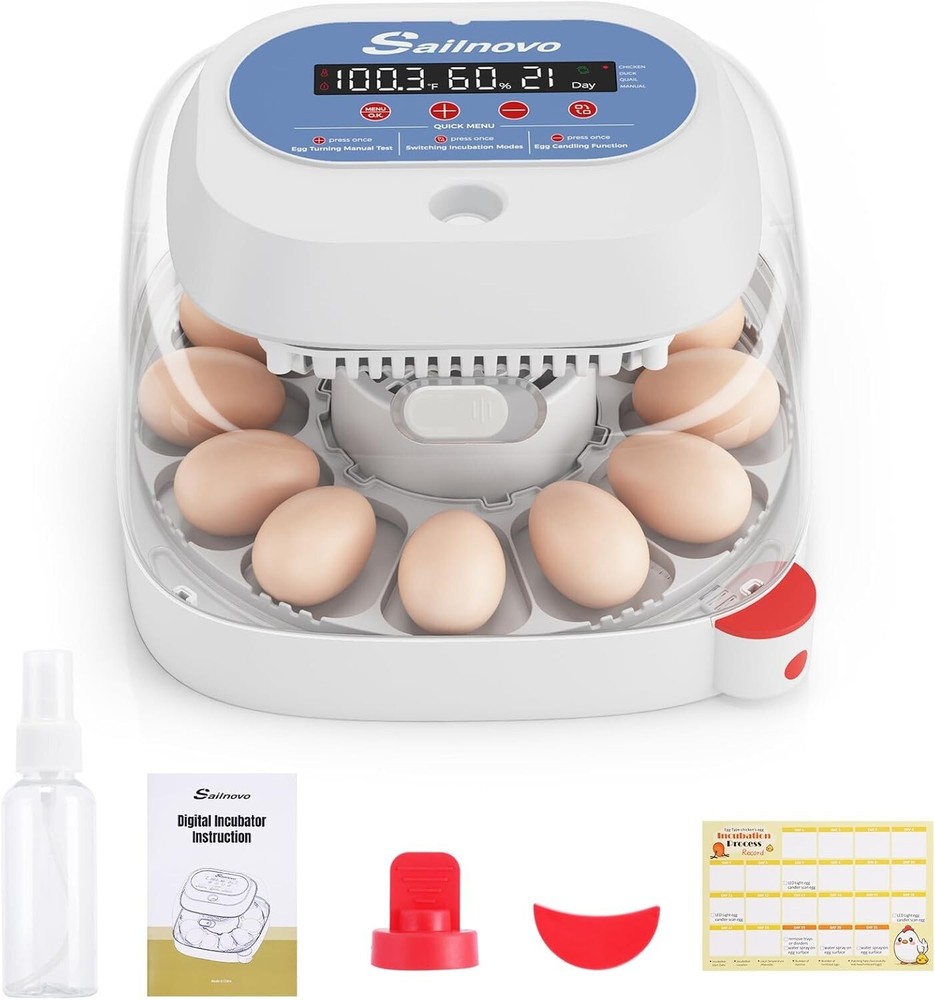 12 Egg Incubator for Hatching Eggs with Automatic Egg Turning Egg Candler Gift