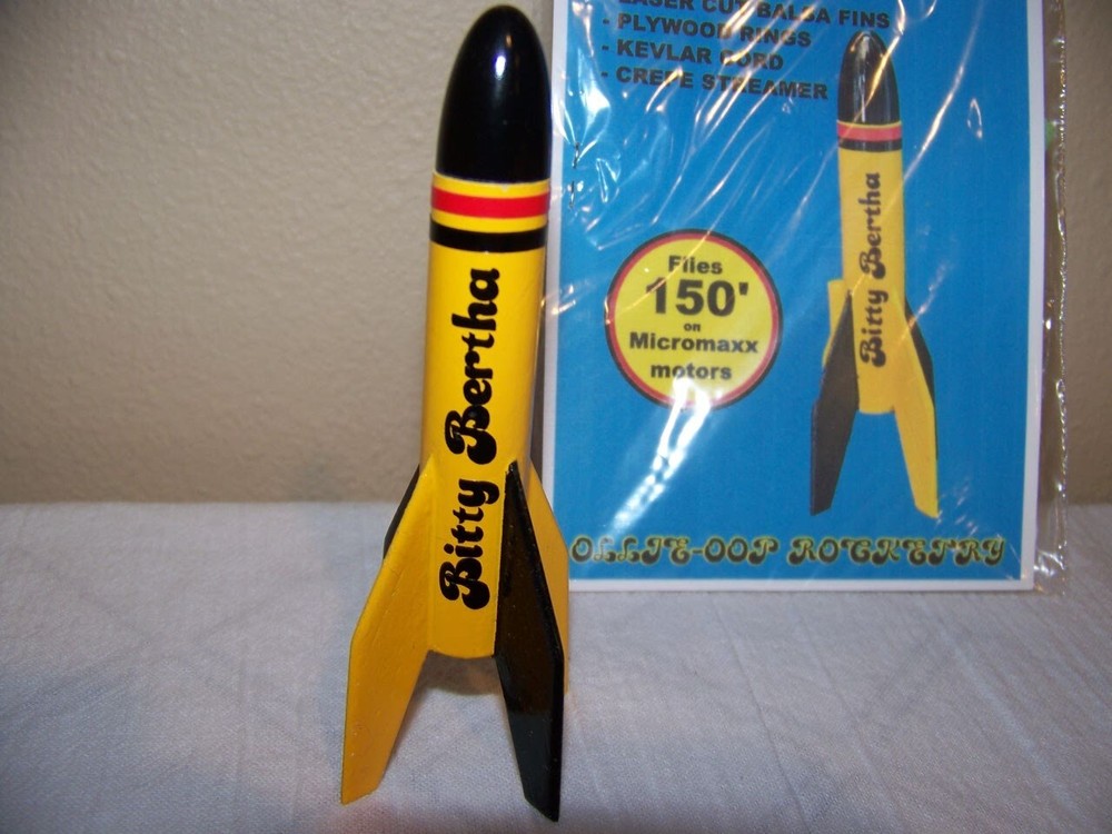 OLLIE-OOP BITTY BERTHA 4" Model Rocket, PRO- Built, Not Flown, NEW