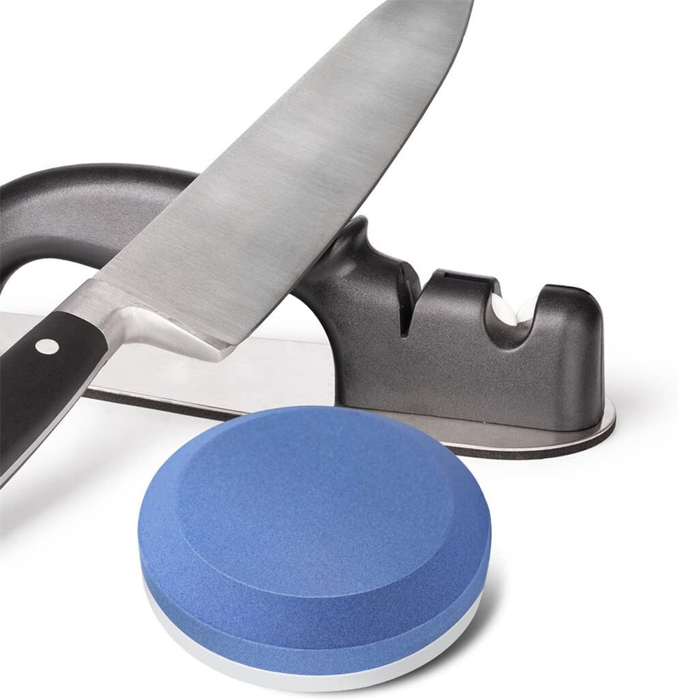 Round Sharpening Stone Dual Grit Axe Edge Blade Hand Tool Puck Sharpener