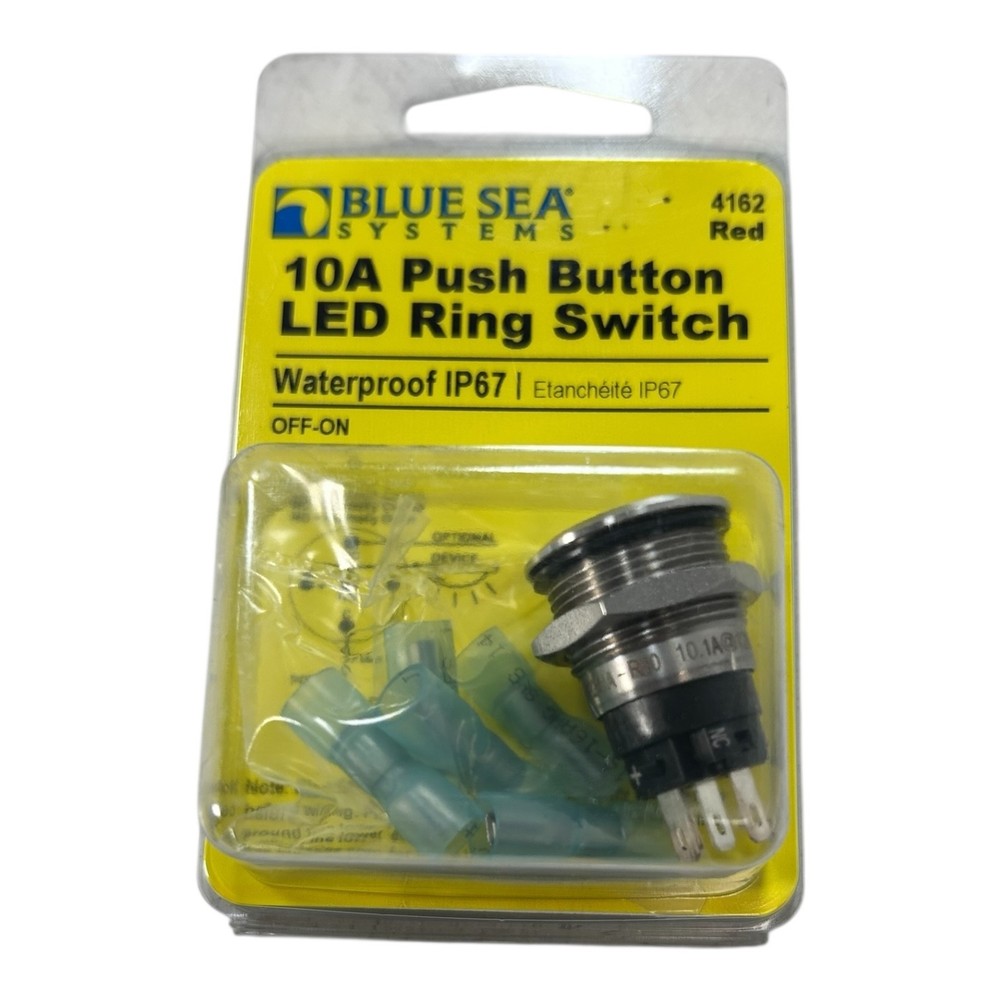 Blue Sea Systems 4162, Marine Push Button LED Ring Switch 10A / 12V