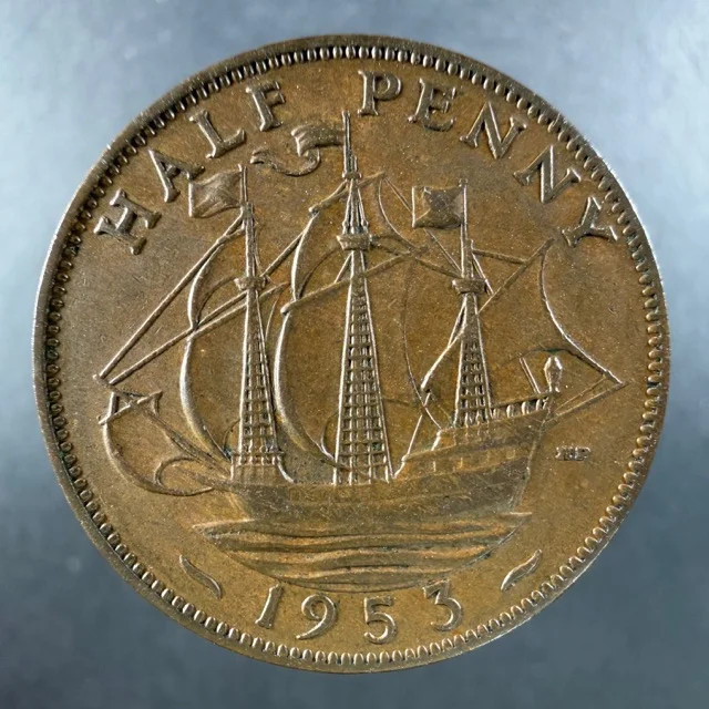 1953 Great Britain Half Penny Sharp Features