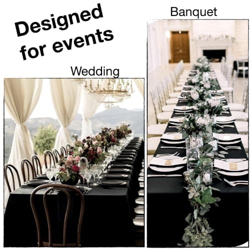 Extra Large Table Cloths. 8+ft Rectangle Tables 156" x 90" (Rectangular) Black