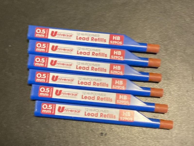 6 tubes Universal high Palmer lead refills - 0.5 mm