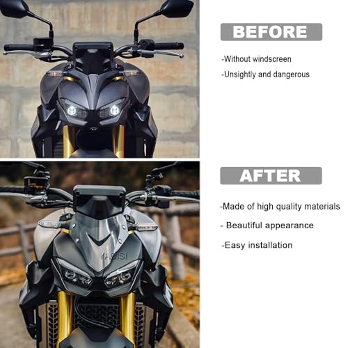 Motorcycle Windshield Wind Deflector Windscreen Front Flyscreen with Black