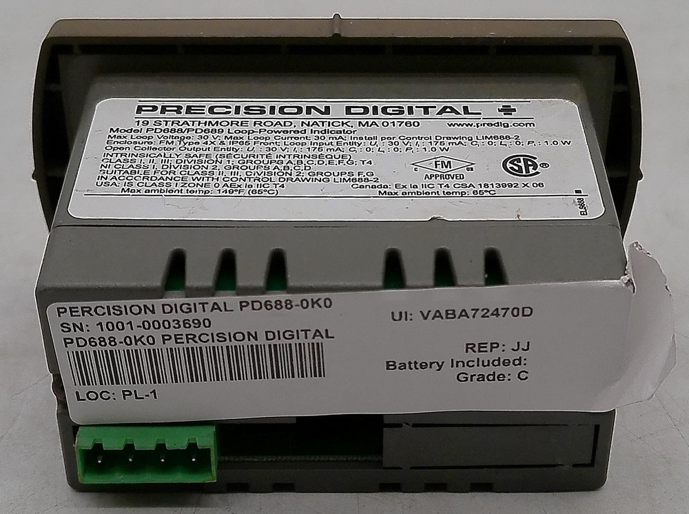 PERCISION DIGITAL PD688-0K0 LOOP-POWERED PROCESS METER