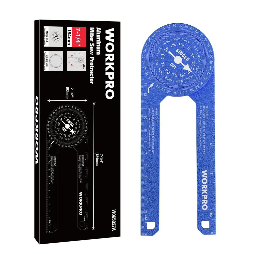 WORKPRO 7.3in Miter Saw Protractor Angle Finder Featuring Laser Engraved Scales