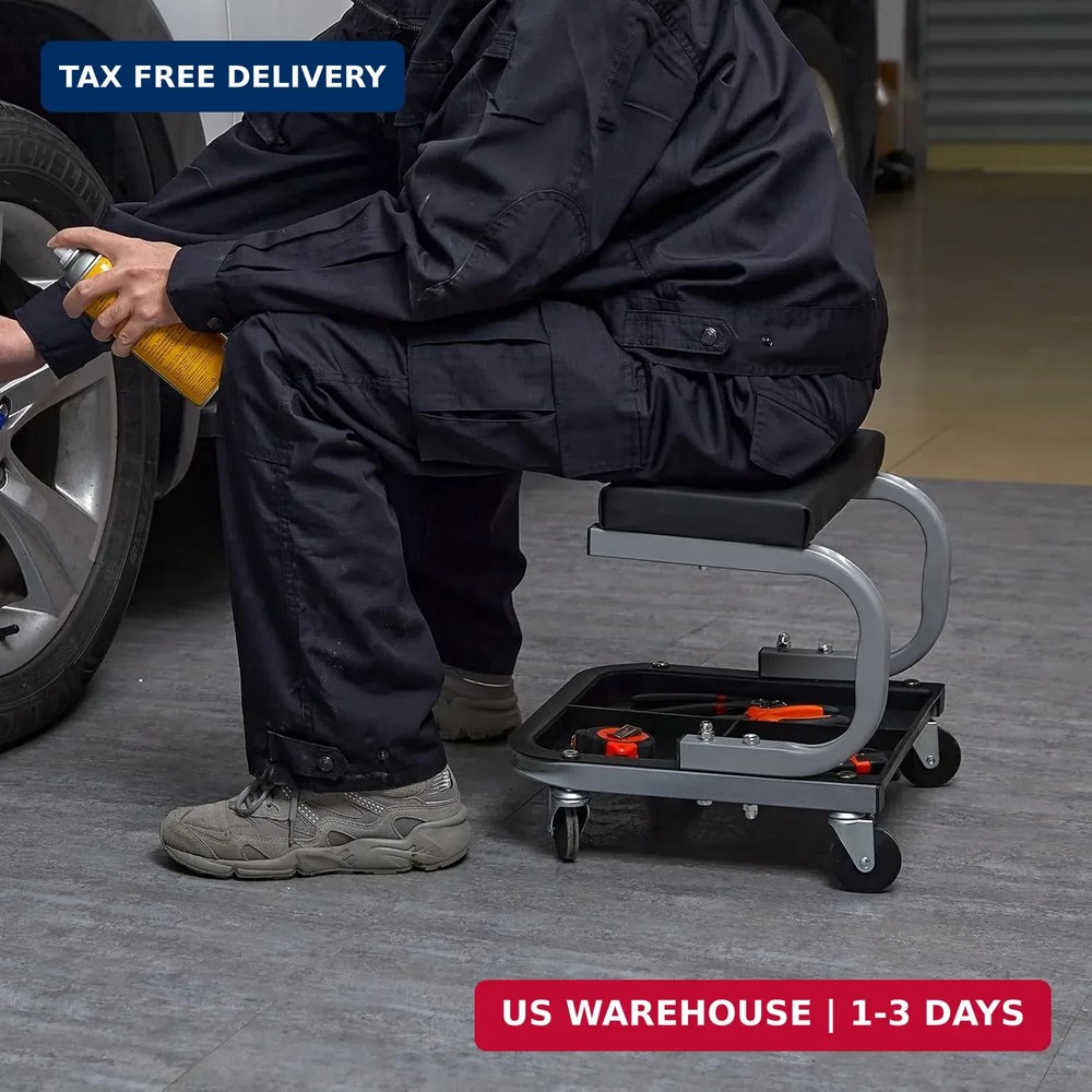 Rolling Creeper Garage/Shop Seat, 250 LBS Capacity Padded Rolling Workshop Stool