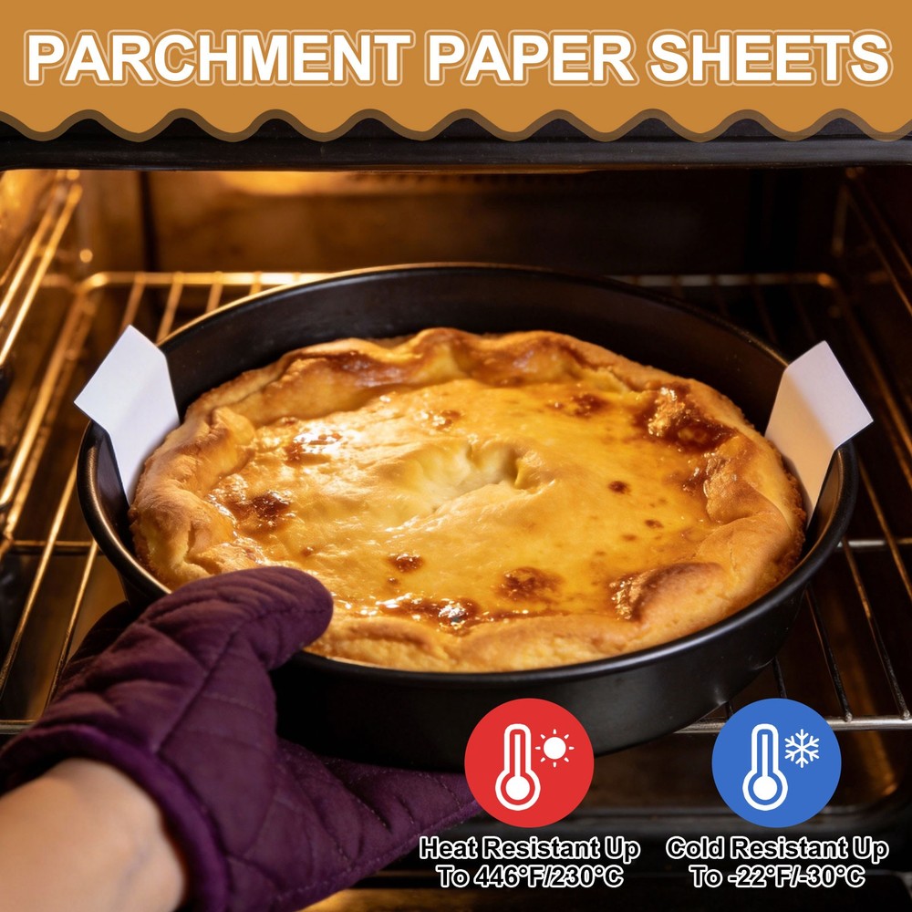 40 Sheets Parchment Paper Rounds, 8" Circle Baking Sheets, White