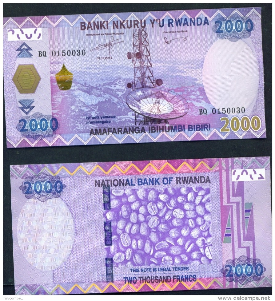 RWANDA - 2014 2000 Francs UNC Banknote