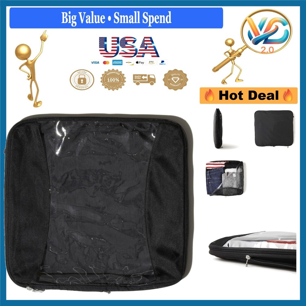 Baggallini Extra Large Compression Cube Water-Resistant Nylon Black