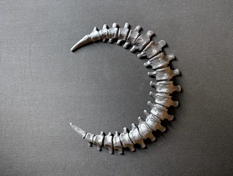 Spinal Moon Decor - Anatomical Crescent Spine Art - 3D Printed Macabre Gothic