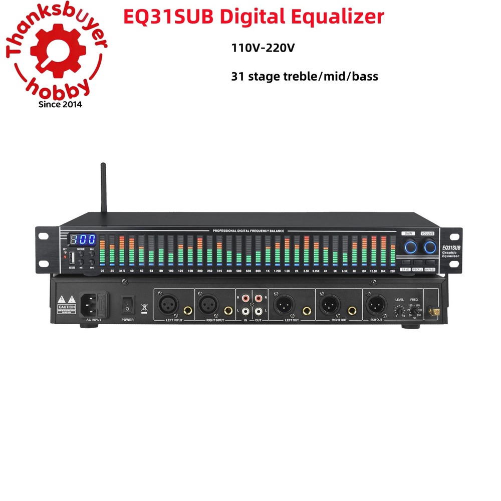EQ31SUB Digital Equalizer 31-Stage Tuner Noise Reduction Processor 110V-220V
