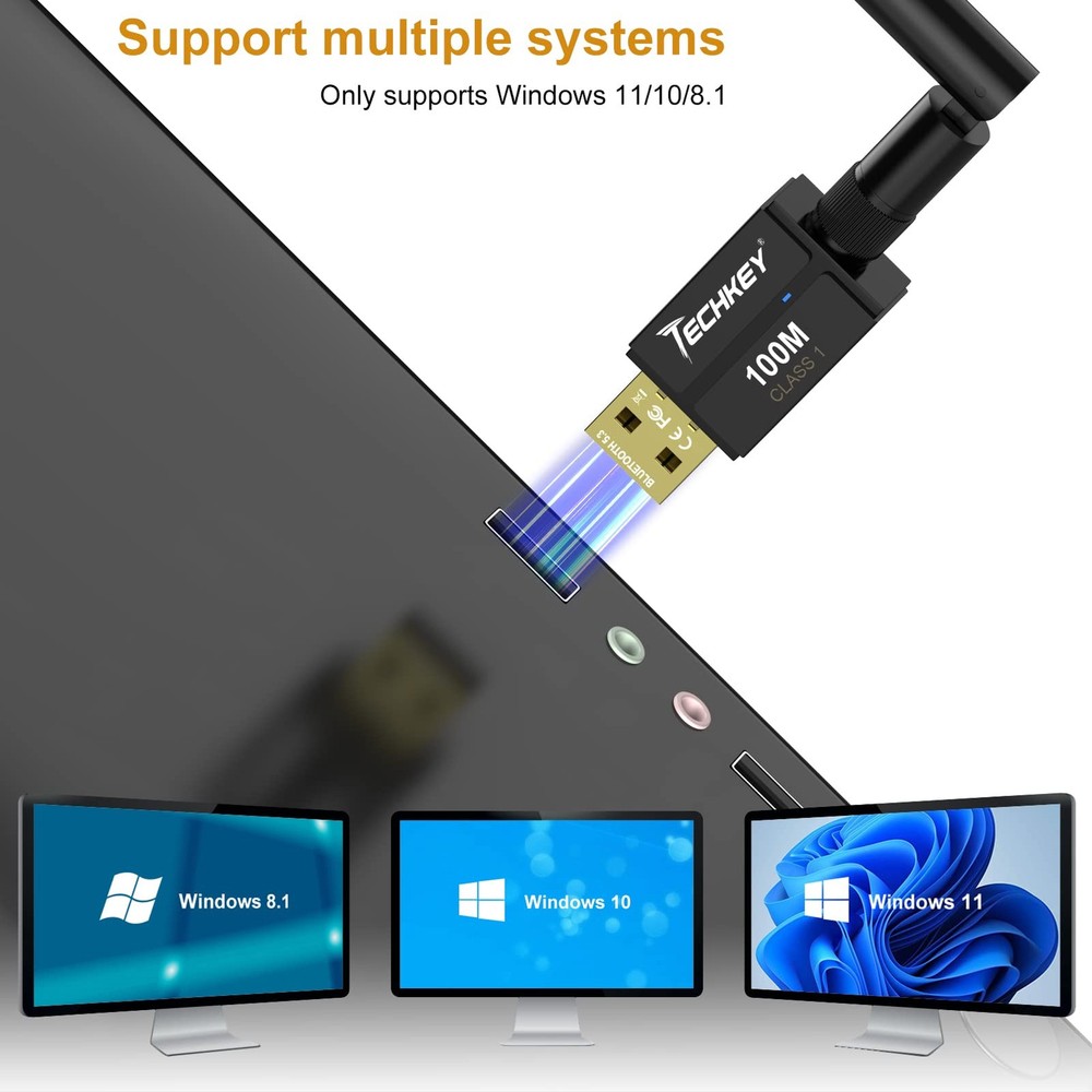 Long Range Bluetooth 5.3 Adapter for PC - 328FT Wireless Mouse, Keyboard,