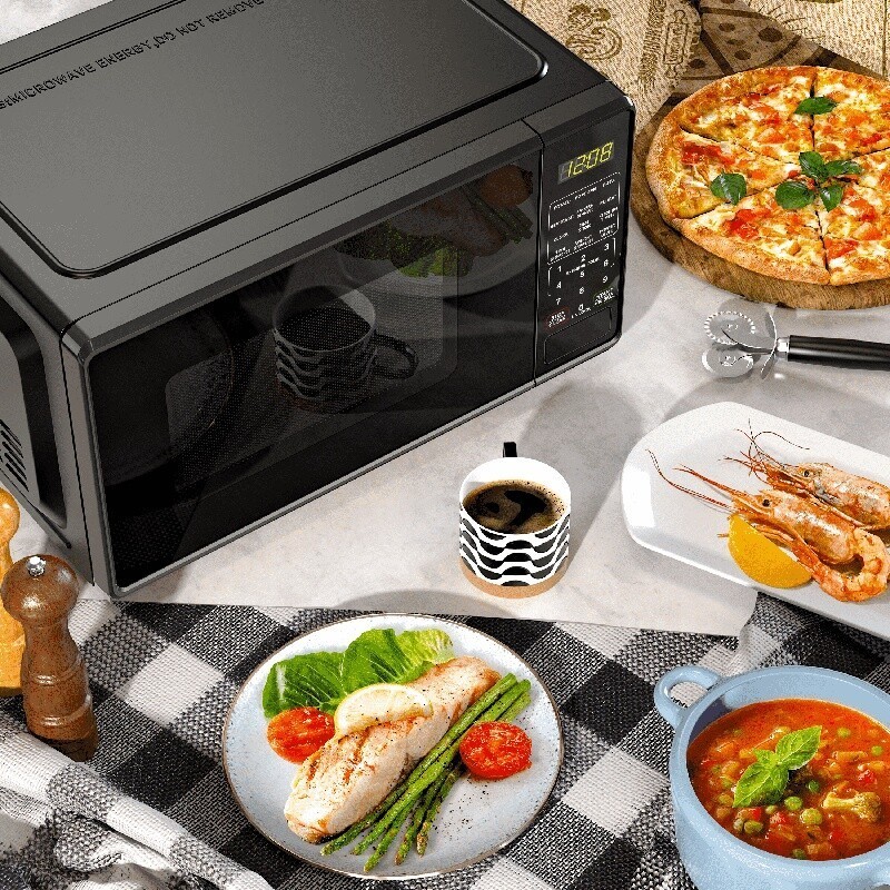 Compact Microwave Oven 700W LED Display Timer Child Lock Defrost One Touch New