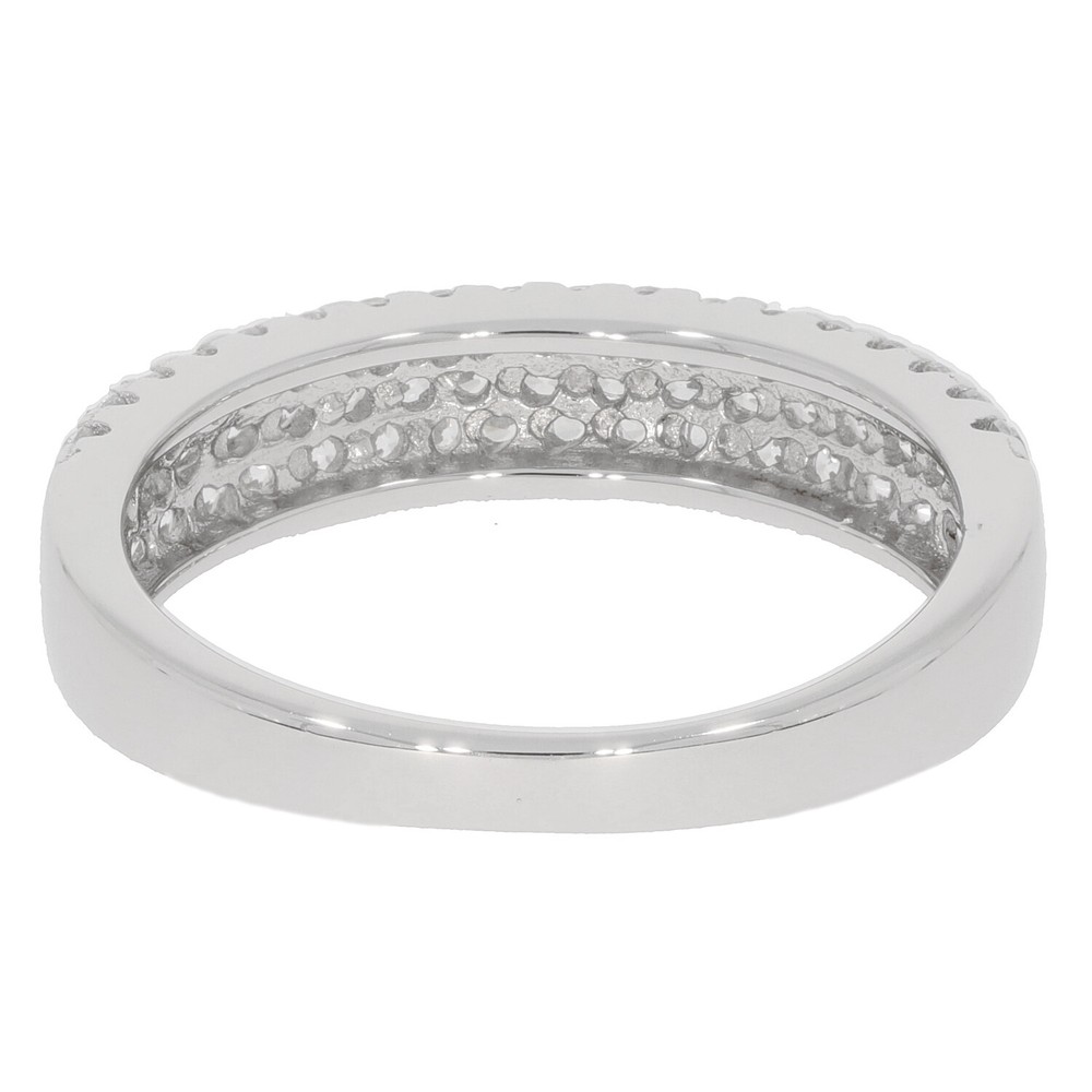 Sterling Silver 3 Row Band Ring White Topaz