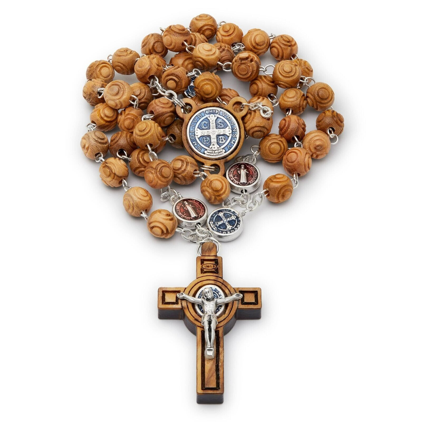 Rosary Beads Catholic Olive Wood Medal St Benedict Cross Blessed By Pope Vatican