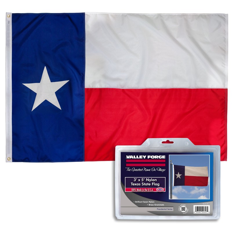 Valley Forge Texas State Flag 36x60 Nylon Multicolored Printed