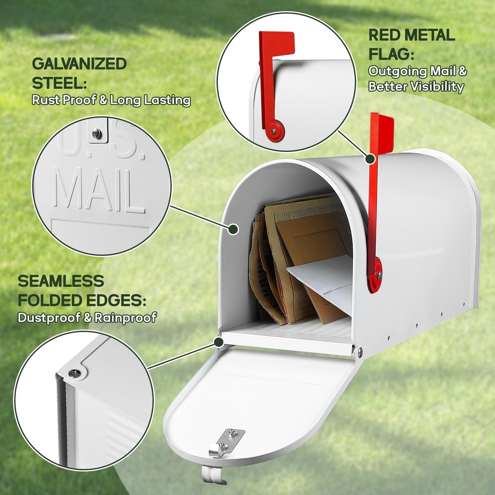 Mail Boxes for House Outside, RAINHOL White Mailboxes Standard,