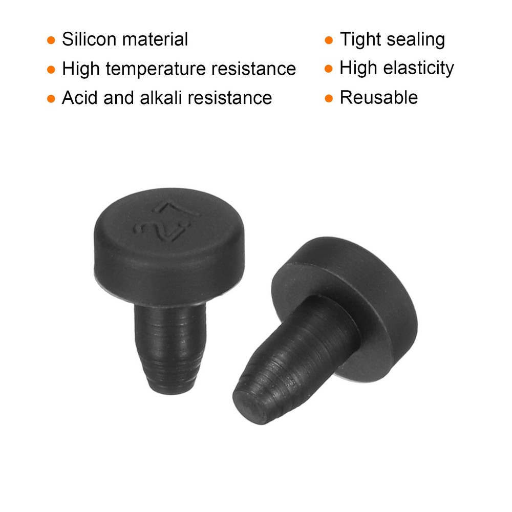 10 Pack 5.3x7x5mm High Temp Silicone PIPE Plug T-Shaped Solid Stopper Black