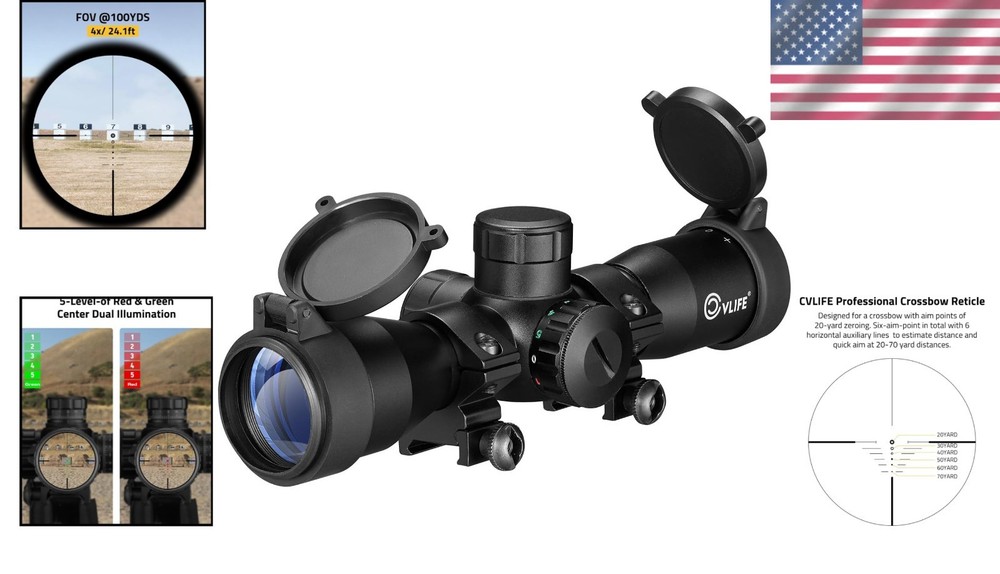 Waterproof Compact Crossbow Scope with Rangefinder