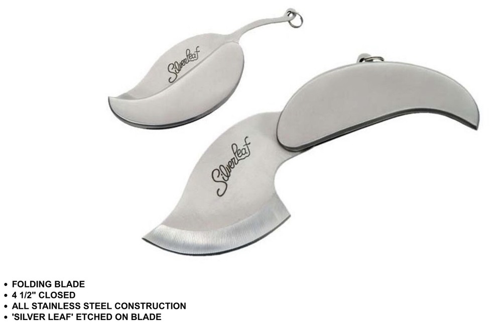 New Silver Leaf Folding Pocket Knife With Key Ring