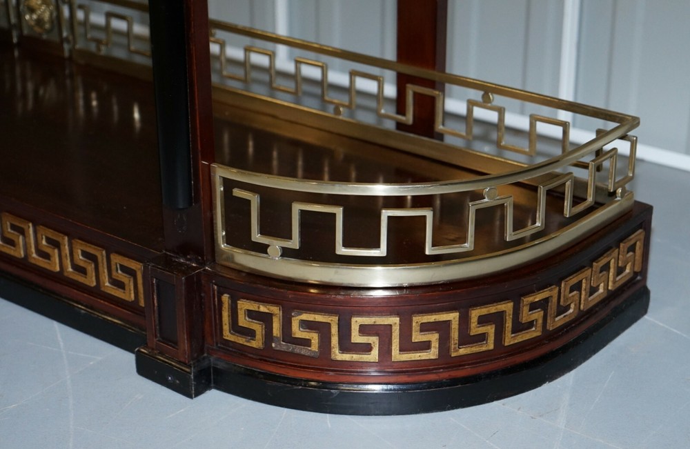 RARE CUSTOM MADE VERSACE MAHOGANY & BRASS CONSOLE BOOKCASE DISPLAY SIDEBOARD