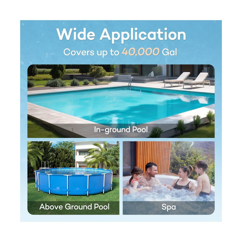 Solar Pool Ionizer- Self Cleaning Copper Anodes, Smart Control & Automatic Fl...