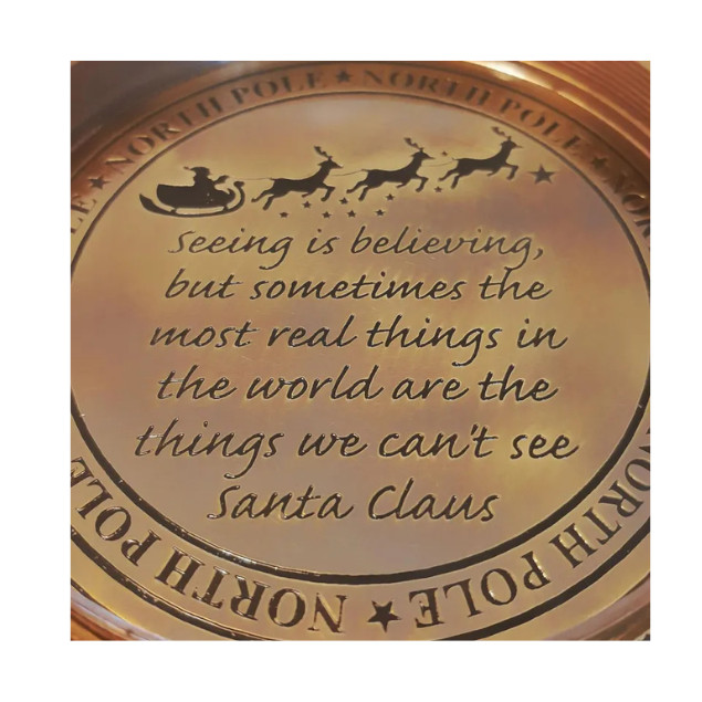 Santa Engraved Brass Compass | Personalized Christmas Gift