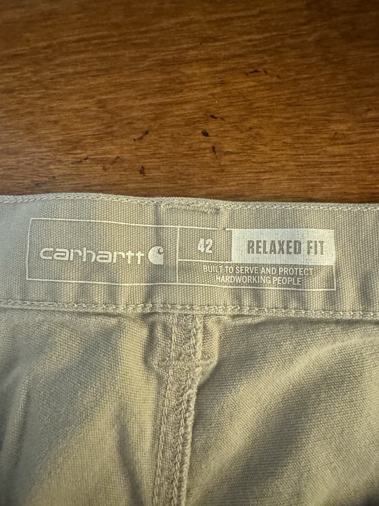 Carhartt "Relaxed Fit Rugged Flex" Size 42 Solid Beige Carpenter Shorts