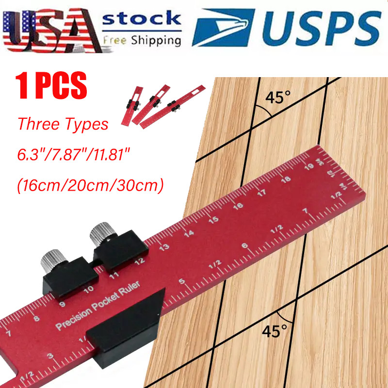 Woodworking Marking Precision Pocket Rulers Adjustable Sliding Ruler Scribing