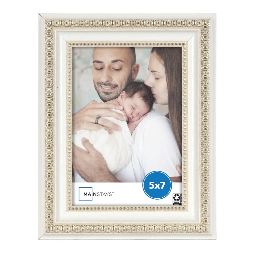 5x7 White Ornate Decorative Tabletop Picture Frame