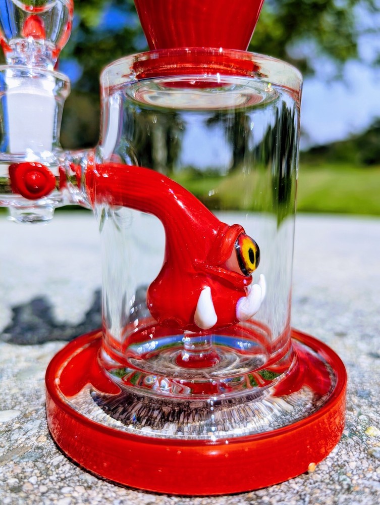 8" Cherry Cyclops Bong With Screen Filter Bowl Premium Quality Water Pipe Hookah