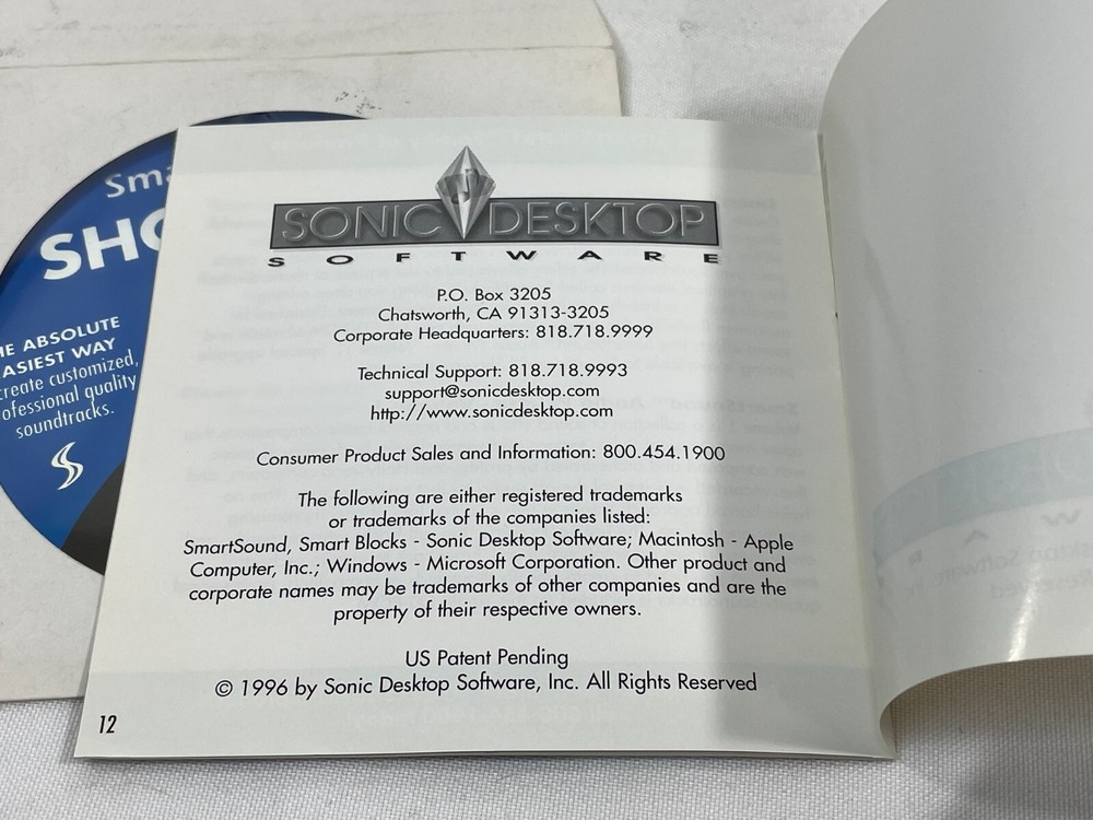 Vintage 1996 SmartSound Showcase PC/Mac CD-ROM Software Sonic Desktop