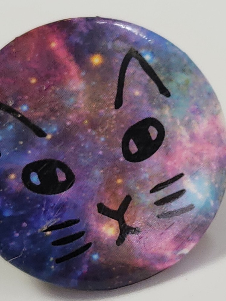 Cat Drawing In Space Button Pin 1.25"