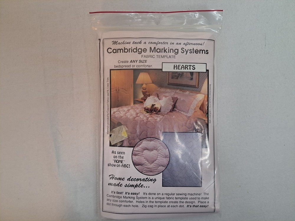 Cambridge Marking Systems - Fabric Template (Hearts) - New
